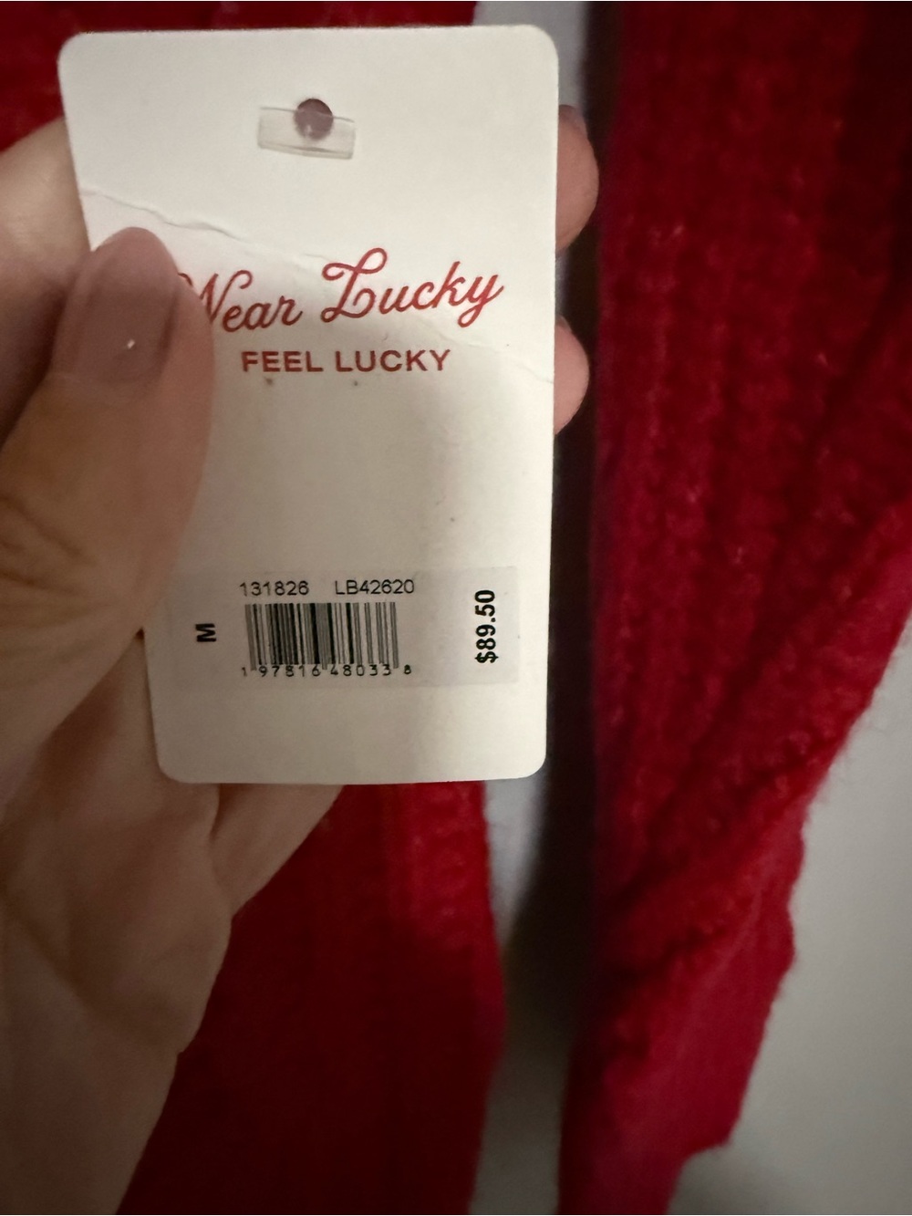 Lucky Brand Bright Red V-Neck Pointelle Sweater - Picture 3 of 4